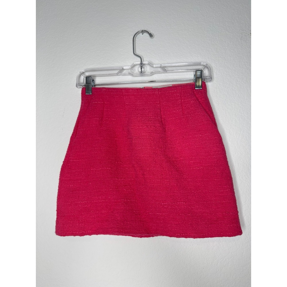 Babaton Kinsley Hot Pink‎ Tweed Mini Skirt Size 00 Barbiecore Preppy Office